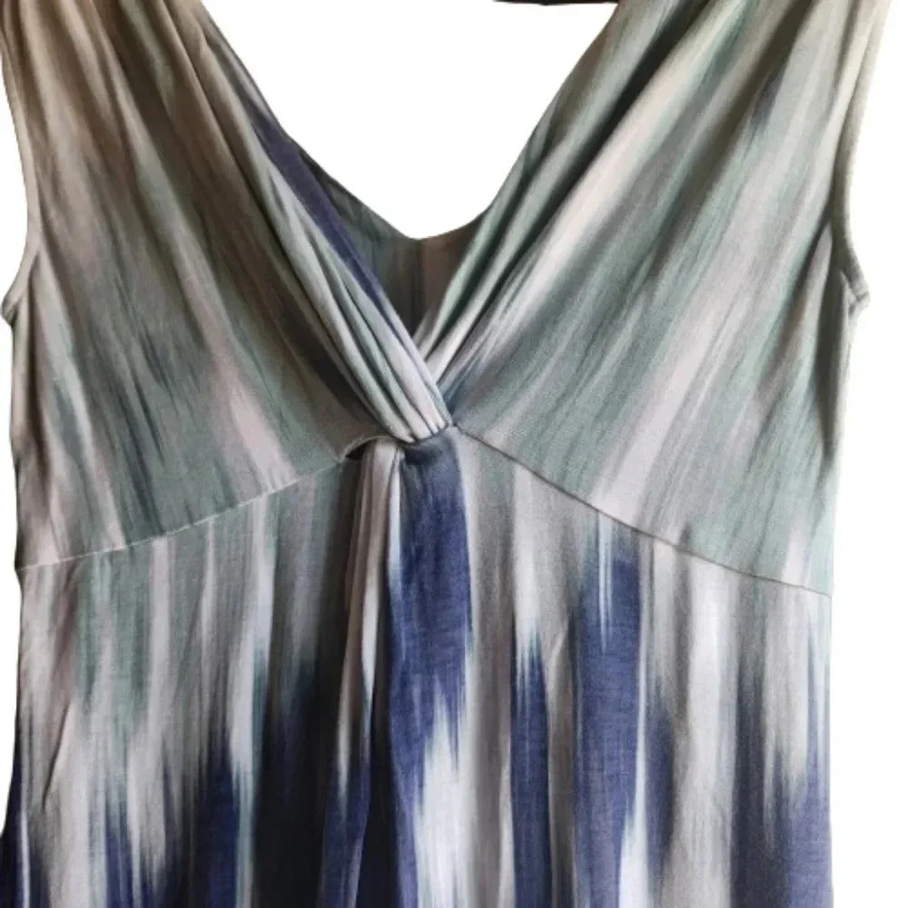NWOT Soma Intimates green and blue v neck tie dye maxi dress Size XS